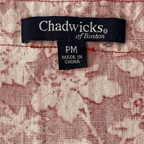 Chadwicks of Boston Dress Medium PETITE Red Floral Print Washable Linen Midi - Picture 8 of 9